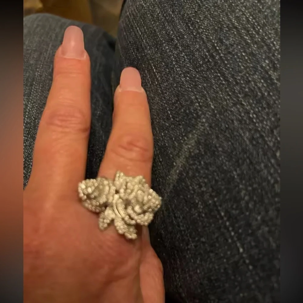 Anthropologie Silver Rose Ring